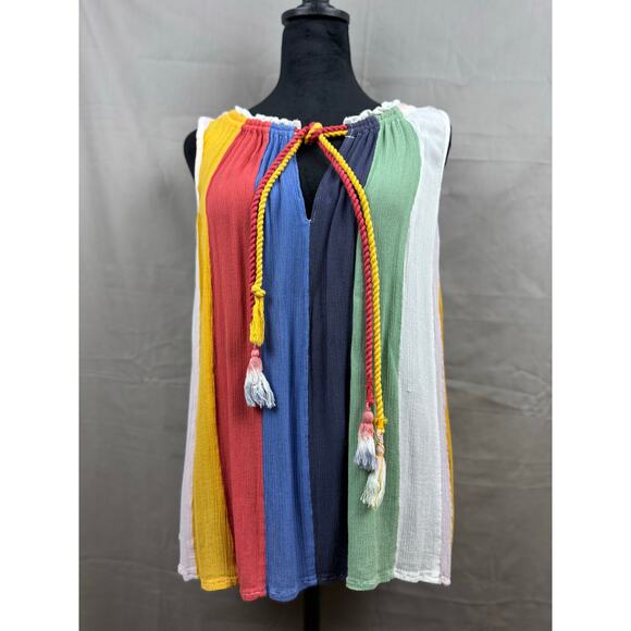 Banjara Tops - Women's Banjara Multicolored Bohemian Sleeveless Shirt, Size M